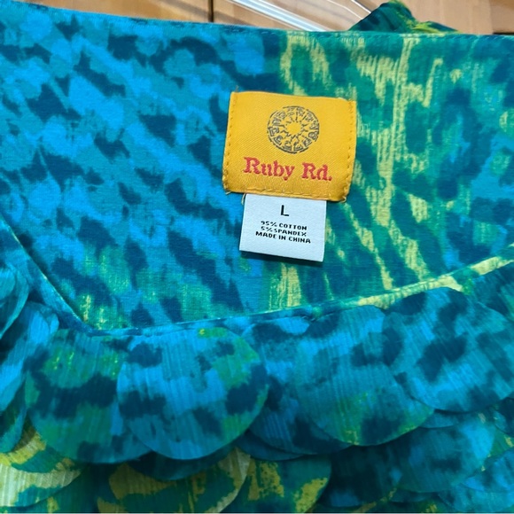 Ruby Rd. Teal and Green Top and Skirt Set Top size Large & Skirt Size 8 NWT - Picture 3 of 16